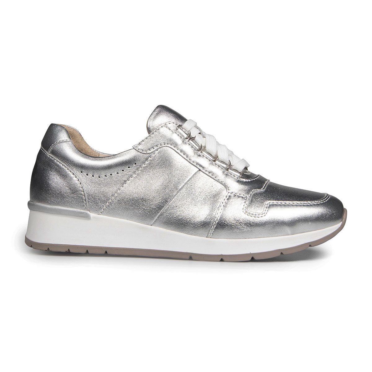 Van Dal Shoes Reydon Wedge Lace Up Trainers in Metallic Leather