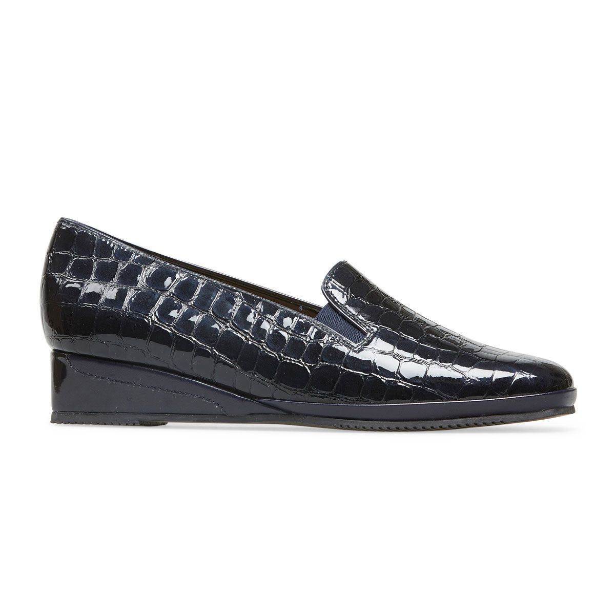 Van Dal Shoes - Rochester II Wedges in Midnight Patent Croc
