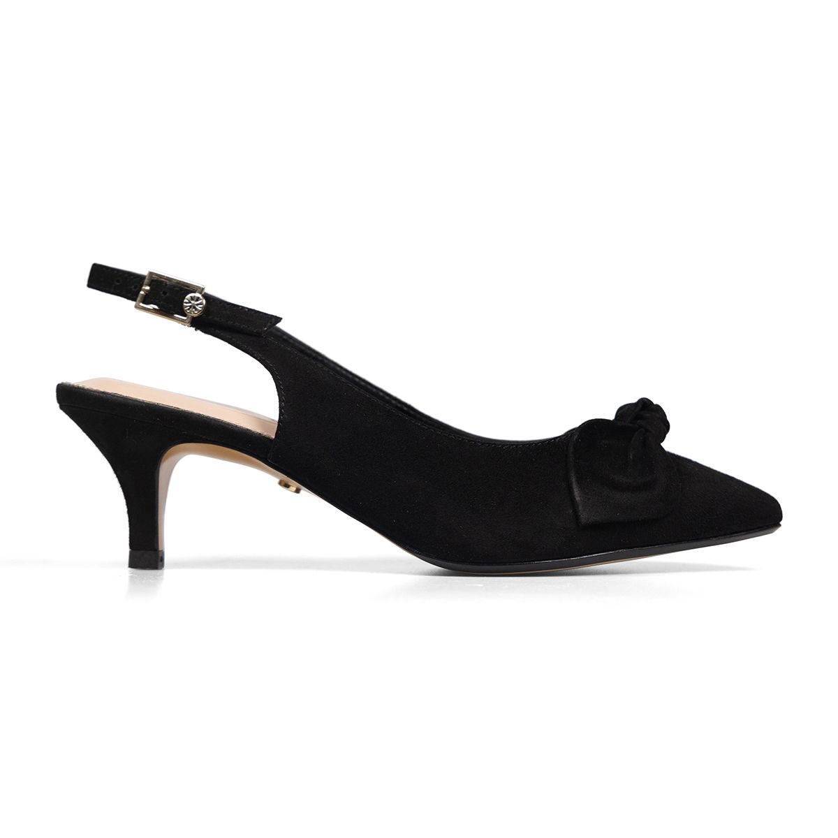 Black suede kitten heel shoes best sale