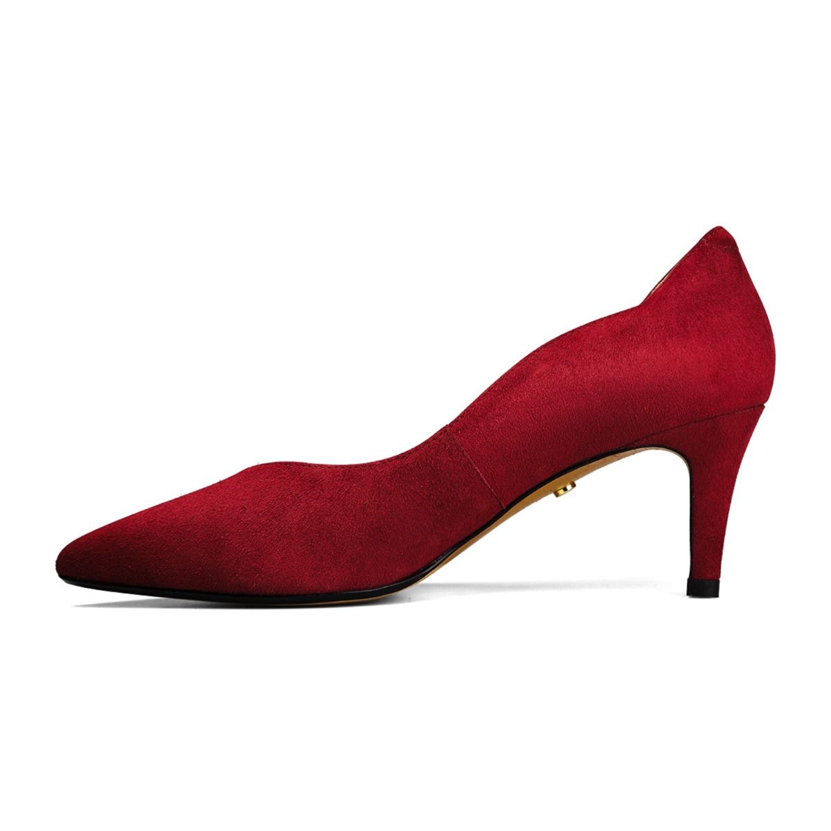 Red suede court heels on sale