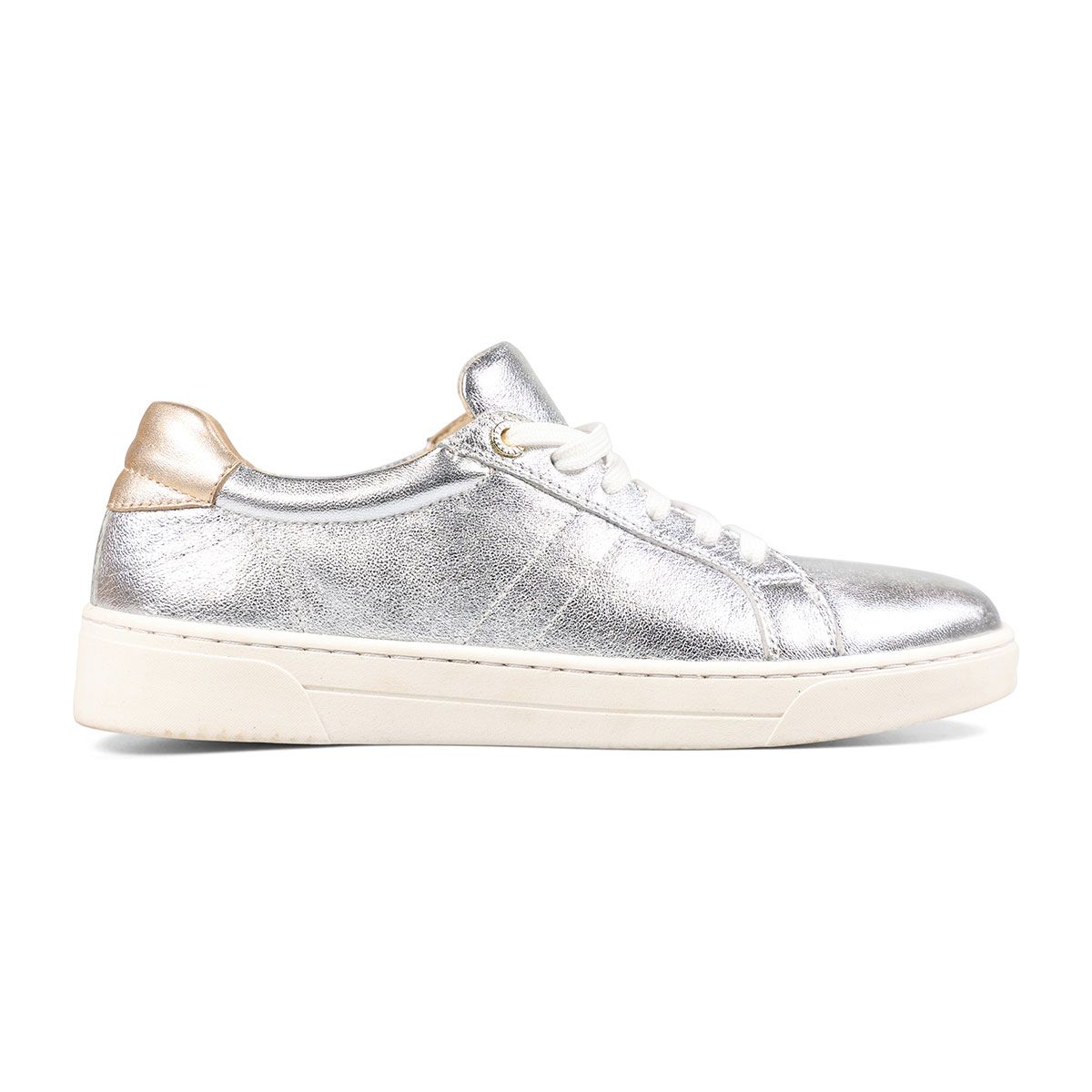 Metallic leather trainers clearance