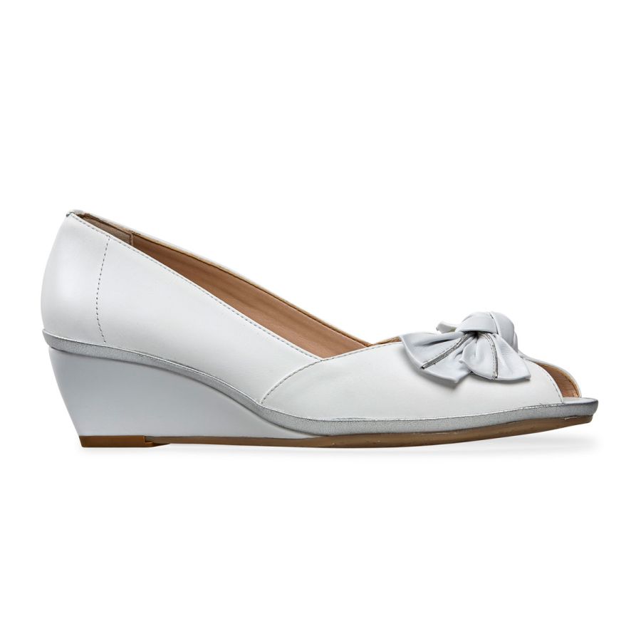 Van Dal Shoes - Florida II Peep Toe Wedges in Bright White Leather