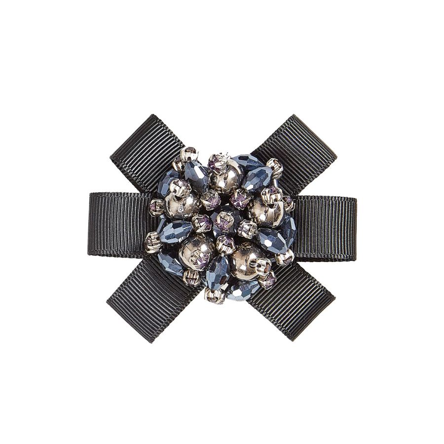 Jenna - Black Grosgrain/Beads