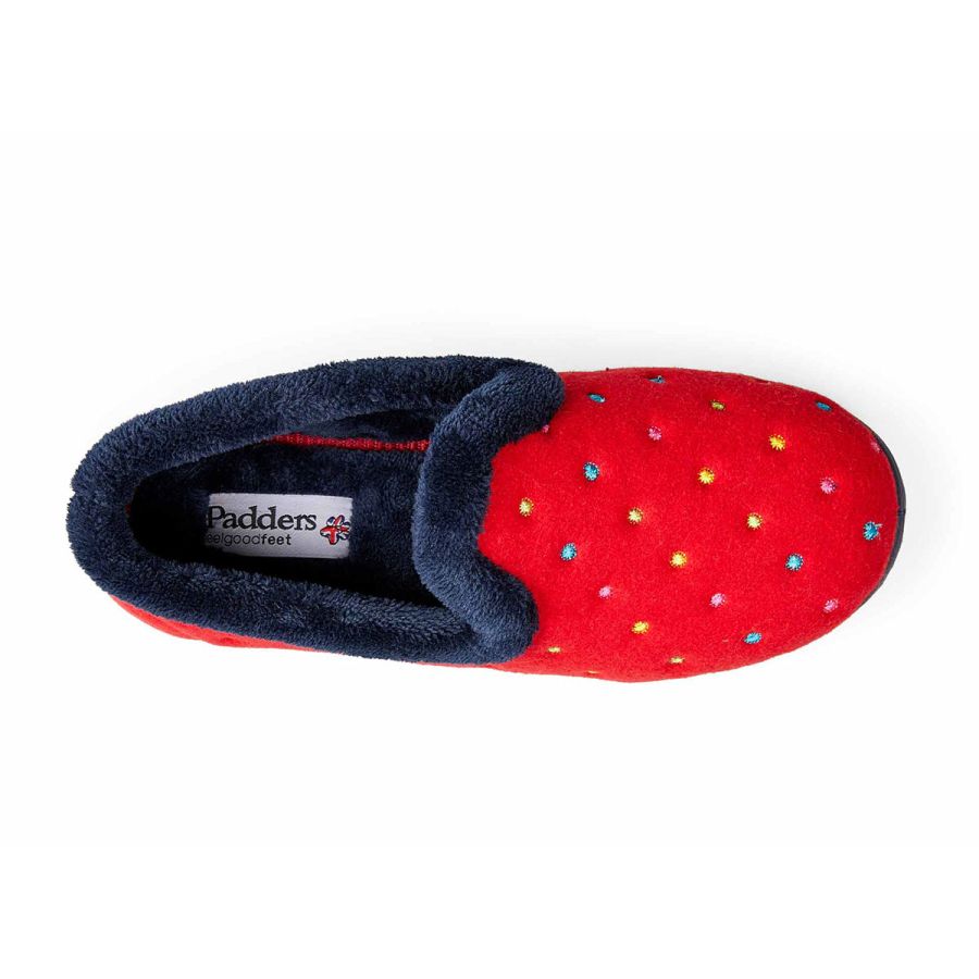 Padders Repose Slippers - Red Polka