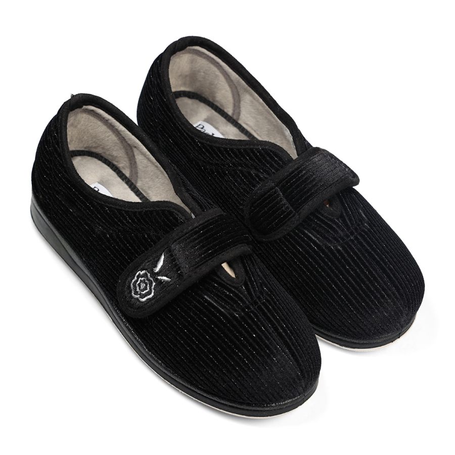 Padders Camilla Slippers - Black Sparkle