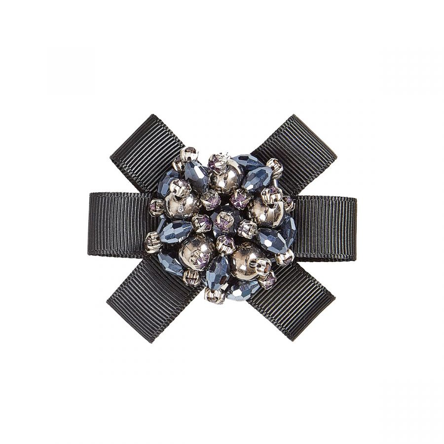 Jenna - Black Grosgrain/Beads